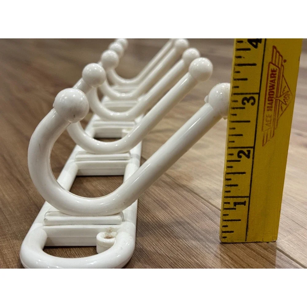 Vintage 1980s Yaffa Basic Line Hook Rack: White Plastic, 5 Double Hooks